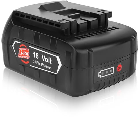 2X Batteria di ricambio Exemoro 18V 5,0Ah Li-ion per batteria Bosch BAT610G Batterie 18V compatibili con BAT609G BAT618G BAT619G BAT622 BAT612 (RED)