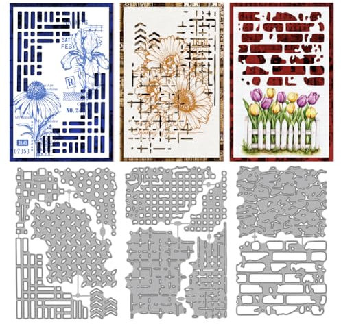 MAYJOYDIY Brick Irregular Net Metal Cutting Dies Wall Background Carbon Steel Die Cuts Vintage Decorative Embossing Stencils Cutting Dies for DIY Paper Crafting Scrapbook Album Cards Decoration