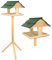 Discoball Mesa de madera para pájaros de jardín, estación de alimentación para pájaros, refugio para pájaros, comedero de madera con soporte de trípode resistente, plataforma espaciosa para múltiples