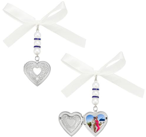 UNICRAFTALE 2 Set Herz Anhänger Für Hochzeitsstrauß Foto Anhänger Blumenstrauß Gedenkanhänger Für Braut Gedenkgeschenk Foto Andenken Medaillon Aus Edelstahl Foto Anhänger Hängendes Ornament