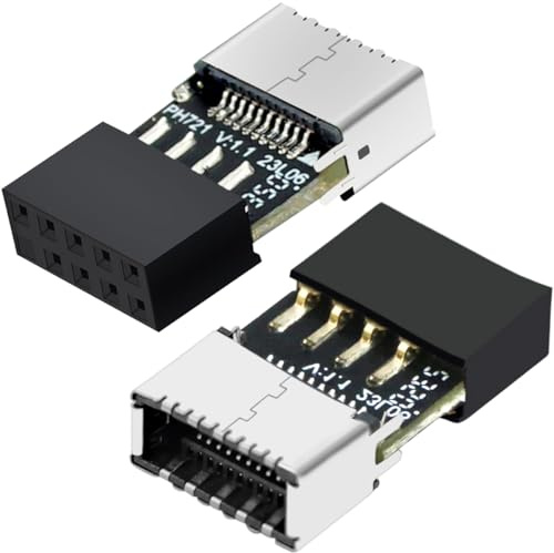 Xiatiaosann 2 Stück Motherboard USB 2.0 auf USB 3.1/3.2 Typ E Header-Adapter, interne 9-Pin-Buchse auf USB 3.1 Typ-E (A-Key) Konverter zur Erweiterung der USB-C-Anschlüsse an der Vorderseite des PCs