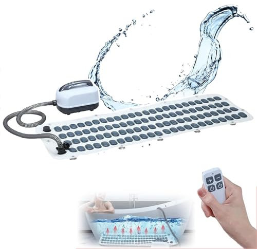 Masaje de Masaje en el hogar Matina de baño de baño con Ajuste de 6 Engranajes, Alfombra de baño sin Deslizamiento, Almohada Inflable y Alfombra de Masaje de SPA de baño Remoto para aflojar