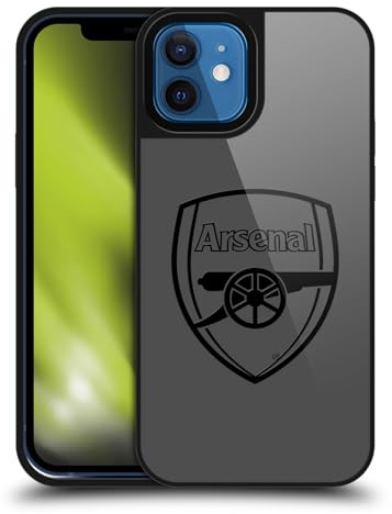 Head Case Designs Officially Licensed Arsenal FC Black Logo Crest 2 Gel Armour Case [Military Grade Protection] Compatible With Apple iPhone 12 / iPhone 12 Pro