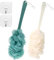 2 Pieces Back Brush Scrubber Shower Loofah Long Handle Bath Brush Shower Body Brushes with Bath Net Sponge Soft Mesh for Exfoliating and Removing Dead Skin for Men and Women(Blue and Beige)