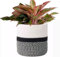 Accmuzzy 30cm Plant Pots Indoor,Cotton Rope Woven Basket House Planter Indoor Plant Pot Floor Standing Large Flower Pots Indoor,Foldable Laundry Storage Basket Home Decoration (White&Mixed Black)