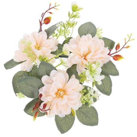BESTYASH Floral Wreath Für Stabkerzen Künstlicher Blumenkranz Zur Tischdekoration Für Hochzeiten Feste Eleganter Candle Holder Für Jeden Anlass