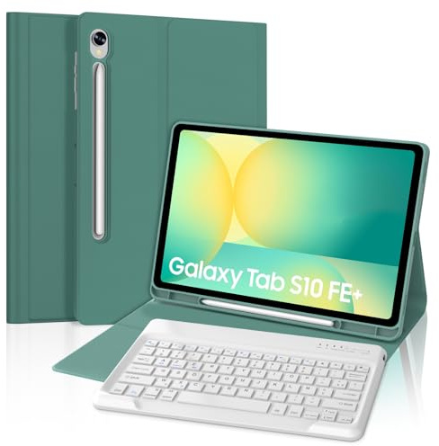 FOGARI Clavier pour Samsung Galaxy Tab S10 FE Plus 13.1 Pouce, Étui pour Galaxy Tab S10 FE Plus, AZERTY Français Clavier Magnétique Bluetooth sans Fil pour Samsung S10 FE+ 13.1,Vert