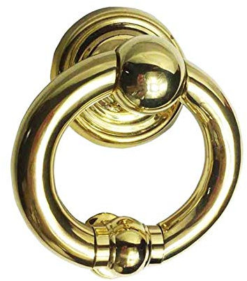 GBSONGJIN Battente per Porta,Battente Ottone 1Pcs Bronzo in Ottone Massiccio Knocking for Porta Morden Vetro Legno Battente Porta Pull Knob Anello Maniglia(4.7 in Bronze Color)