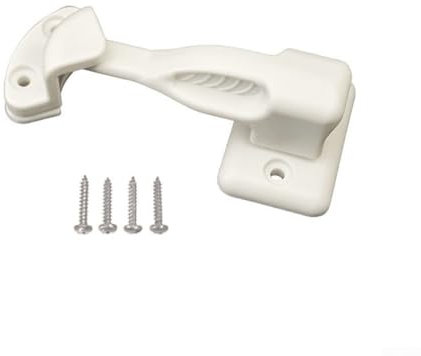 Yhenlovtt Serratura di sicurezza girevole per porte, con viti, per camper, roulotte, mobili, 97 x 46 mm (bianco)