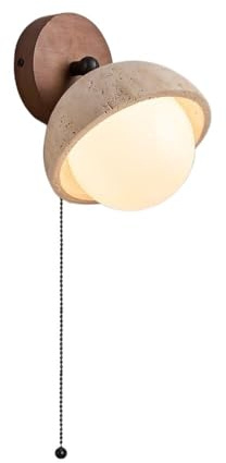 Japanische Wandleuchte aus gelbem Travertin, Mitte des Jahrhunderts, verstellbare Lesewandleuchte mit Zugkettenschalter, Bauernhaus-Vintage-Flur, Holzstein-Wandlampe for Schlafzimmer, Nachttisch, Flur