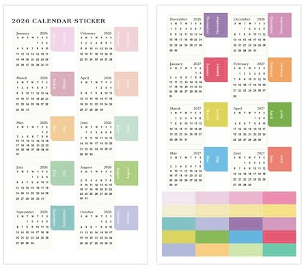 Monatsaufkleber - 2026 Klebetafeln | Kalender-Journaling-Aufkleber | 2 Stück Bunte Planer-Etiketten Für Schule, Büro, Tagebuch, Notizbuch, Sammelalbum, Agenda, Schüler, Lehrer, Erwachsene