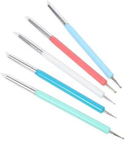 CTIRCHIU Pinceau à Ongles en Silicone Double Embouts pour Nail Art, 5 Pièces, Outil de Dessin et Pointillage, Adapté pour Ongles Naturels et Faux, Usage Salon ou Maison