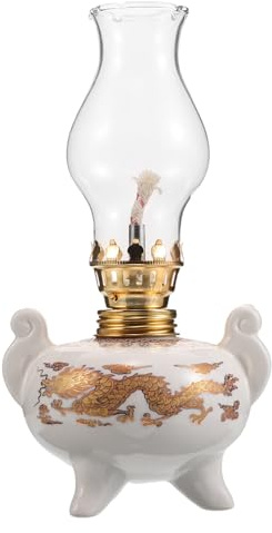 Vintage Sturmlampe aus Glas und Keramik mit Verstellbarer Helligkeit