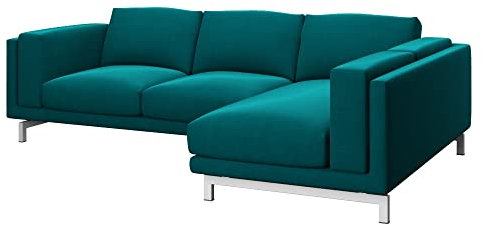 Soferia Kompatible Ersatzbezug fur NOCKEBY 2er-Sofa mit Recamiere, rechts, Stoff Elegance Turquoise (FLECKENBESTÄNDIG, WASSERABWEISEND und Kratzfest), Türkis