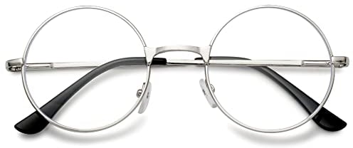 VEVESMUNDO Nickelbrille Lesebrille Runde Retro Klein Metall Lesehilfe Brille Für Herren Damen (Silber, 1.5)