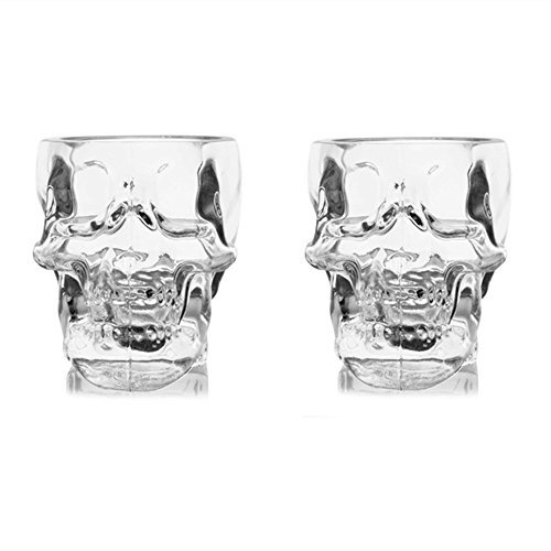 Lot de 2 tasses à cocktail en cristal avec tête de mort 3D 150 ml