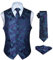HISDERN Paisley floreale Jacquard floreale gilet e cravatta e fazzoletto da taschino set Viola e verde 3XL