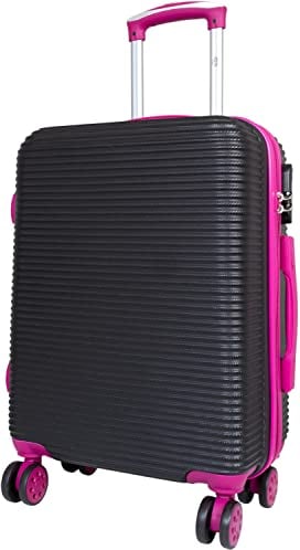 Warenhandel König Hartschalen ABS Koffer Trolley Reisekoffer Reisetrolley Handgepäck Boardcase Santorin (Größe M, Farbe Schwarz-Pink)