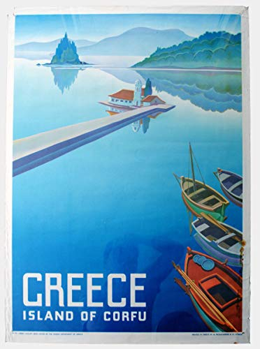 Greece Grece Corfu Kunstdruck, Poster, Format 50 x 70 cm, Papier, 300 g, Verkauf der digitalen Datei, HD möglich (Boutique : affichevintage.fr)