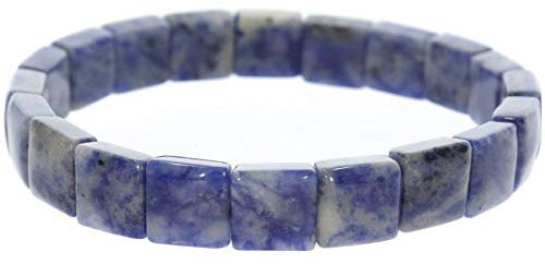 Sodalith Platten Stretch Schmuck Edelstein Armband 10x10mm SAB216