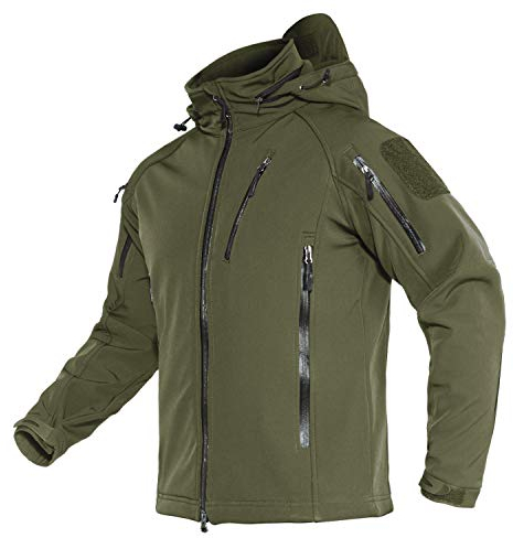 TACVASEN Herren Übergangsjacke Softshell Jacke Outdoor Winddicht Arbeitsjacke Winter Funktions-Fahrradjacke (M, Armeegrün)