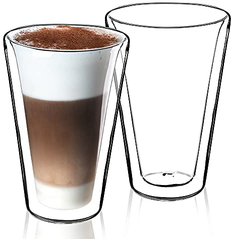 KADAX Verres à double paroi, set, 380ml, verres thermiques en verre borosilicaté, verres à boire pour thé, café, cappuccino, eau, thé glacé, verres à café, verres à thé à effet flottant (Dorit, 2)