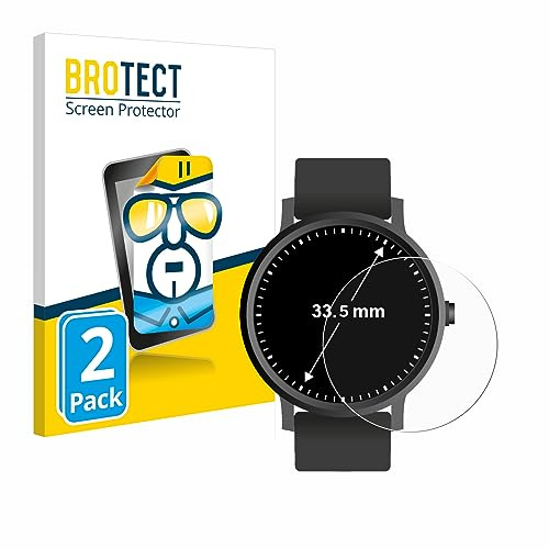 BROTECT (2 Stück Schutzfolie für Armbanduhren (Kreisrund, ø: 33.5 mm) Displayschutz Folie Made in Germany, Ultra-Klar