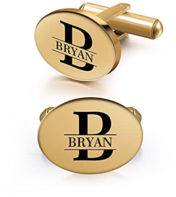 Albertband Personalisierte Manschettenknöpfe mit A-Z Alphabet Buchstaben Graviert 2 PCS Name Manschettenknöpfe für Männer Business Party Weihnachten Bräutigam Trauzeuge Geburtstag (#style 4)