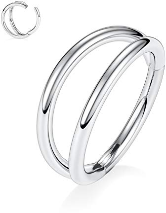 AROWRO Doppelseptum Schmuck Nasenringe Daith Helix Conch Ohrringe Conch Daith Helix Nasenlappen Piercing Schmuck Septum Ring Septum Clicker Knorpelohrring Hoop Conch Hoop Ohrring Silber 18G 8mm