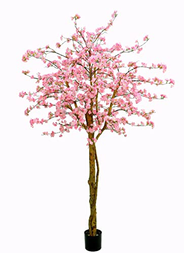 artplants.de Cerisier Japonais à Fleurs Artificiel Tiffy, Troncs naturels, Fleurs, Rose, 240cm - Cerisier Oriental Artificiel
