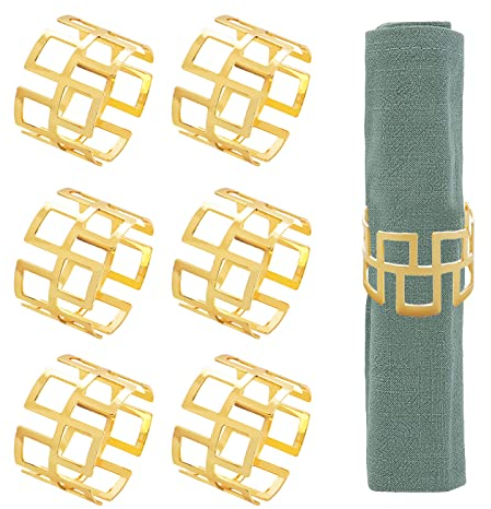 Serviettenringe, 6 Stück Serviettenhalter aus Metall mit Schnallen Serviettenringe für Hochzeit, Party, Abendessen, Tischdekoration (Große Mauer)