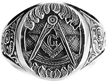 DOOLY 925 Silber Vintage Freimaurer Ring Herren Trendy Zeigefinger Einzelring Ring