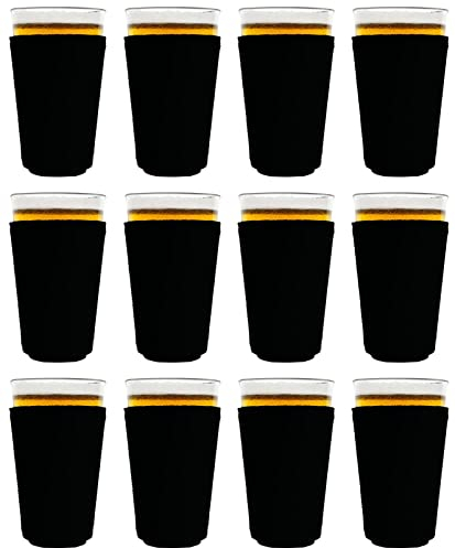 Blank Neoprene Pint Glass Coolie (12 Pack, Black)