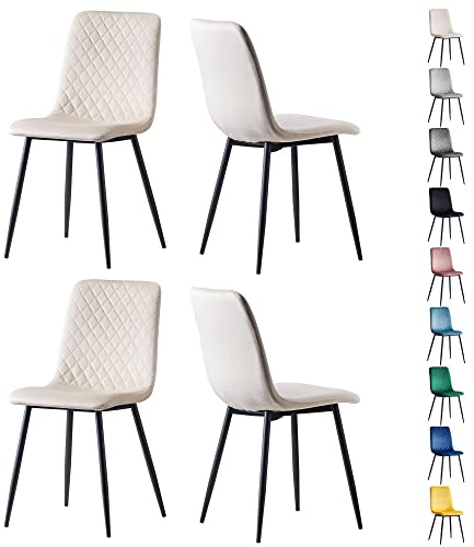 mcc direct Set of 4 Designer Velvet Fabric Dining Chairs Metal Legs Lexi Chairs (Beige)