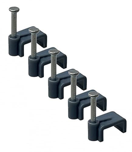 On1shelf® Flat Grey 4.0 mm Cable Clips, Bag of 50, Skirting Wire Nail Clips, Cable Tacks for Ethernet, Electrical Cables, Walls