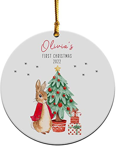 Babies First Christmas Bauble For New Baby Boys Girls Personalised Wooden 1st Xmas Tree Decoration Hanging Round Ornament Keepsake Gifts Decorations