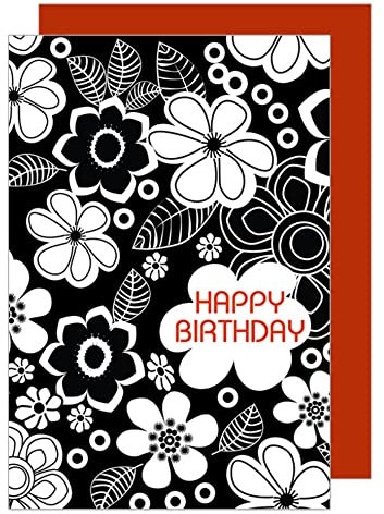 Edition Seidel Premium Geburtstagskarte mit Umschlag. Glückwunschkarte Grusskarte Billet Geburtstag Karte Happy Birthday Mann Frau schwarz weiss (G894 SW023)