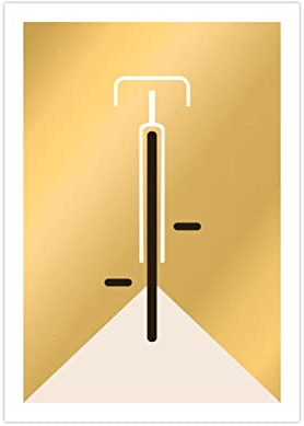 Generisch Fahrrad Bauhaus Poster | Vintage Mid-Century Stil Gold A2 (59,4x42 cm)