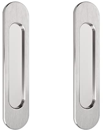 MOROBOR Tiradores ovalados autoadhesivos para puerta corrediza de 18 cm, 2 piezas de aleación de aluminio de acero cepillado, mango sin perforaciones, para puertas corredizas de granero, ventanas,