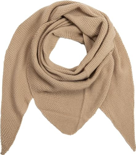 stylx Damen XXL Strick Dreieck Schal mit Reiskorn Strickmuster in Unifarben, Schal, Leichtes Tuch (taupe)