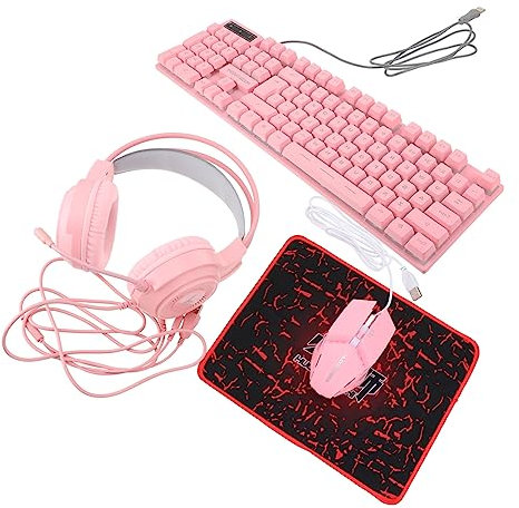 BESTonZON Combo De Ratón Ergonómico Teclado RGB para Auriculares USB para Ordenador para Gaming Casa