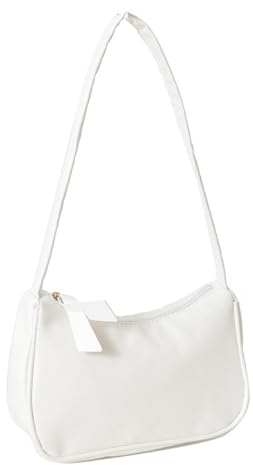 ZXYLX 1-teilige Handtasche, Damenhandtasche, modische, lässige kleine Handtasche, PU-Leder-Clutch, einfarbige Umhängetasche, Umhängetasche mit Reißverschluss, modisch und vielseitig (weiß)