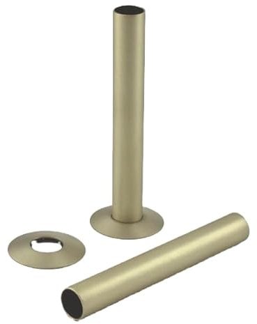 Excel Home Radiator Pipe Covers- 18mm x 130mm Radiator Pipe Collars & Shroud Kits in Matching Finishes - Fancy Matching with Valves and Radiators - Pair of Pipes (Brushed Brass)