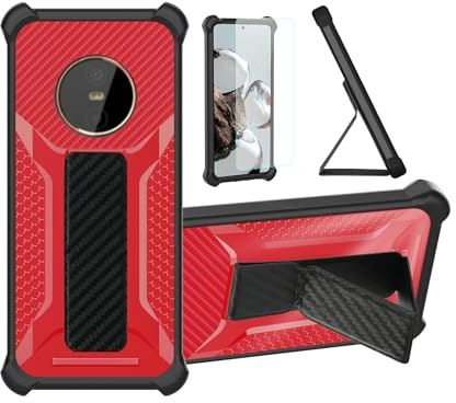 Aroepurt Hülle Für Gigaset GX6 PRO Hülle Case Handyhülle Schutzhülle Cover [mit gehärtetem Glas-Screen-Protector] Hybrid [Folding Support Magnetic] [Frosted Anti-Fingerprint] Rot
