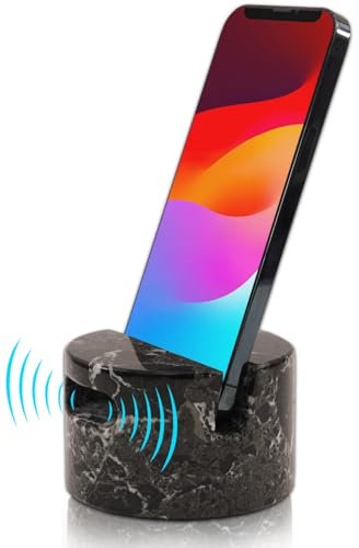 Radicaln Marble Phone Holder 3.5 Inches Black Handmade Phone Stand with Speaker for Desk Decor, iPhone Holder for Desk Accessories, Office Décor
