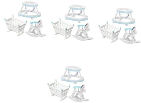Toyvian 4sets Miniature Cradle Set Wooden Lifelike Baby Pram Toys for Doll House Decor 3pcs*4