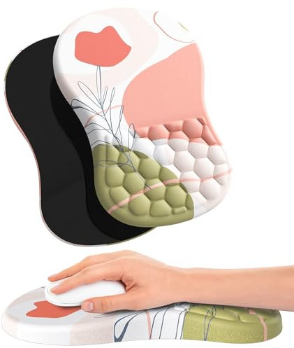 Giecy Tapis de Souris Ergonomique Repose-Poignet et Design de Massage, Repose Poignet Souris en Mousse à mémoire et Base en PU antidérapante, Mousepad pour Gaming et Le Bureau(Rose)