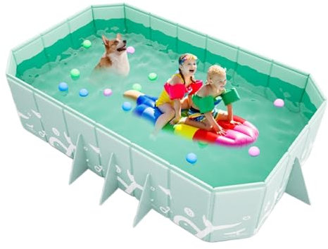 Foldable Swimming Pool for Inflatable Swimming Pool, Thickened Wear-Resistant Pool | Inflatable Pool with Rigid Cover, Comfortable Inground Pool for Outdoor Garden, 260 x 165 x 50 cm