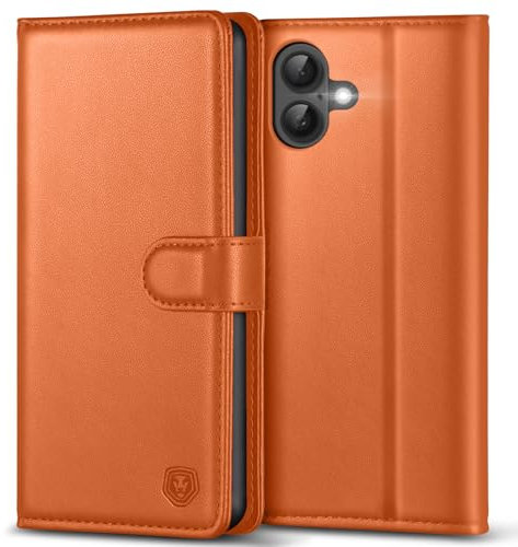 Kuafcase Compatible for iPhone 16 Case with 4 Card Slots Magnetic Closure Kickstand Shockproof Protective Phone Case Compatible for iPhone 16 -Orange