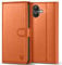 Kuafcase Compatible for iPhone 16 Case with 4 Card Slots Magnetic Closure Kickstand Shockproof Protective Phone Case Compatible for iPhone 16 -Orange